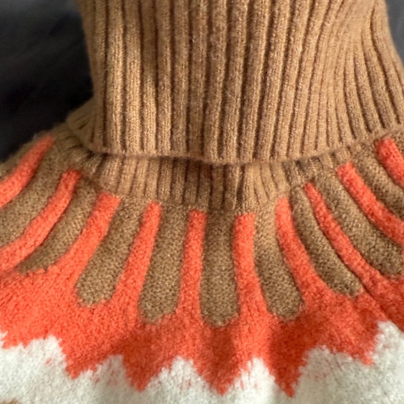 J. Crew Pink and Orange Patterned Turtleneck Sweater - Picture 3 of 5